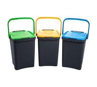 Ecoplast | Trash Can for Differentiated Collection 50 L, Assorted Colours Yellow/Green/Blue, 43 x 41 x 54.4, Made in Italy