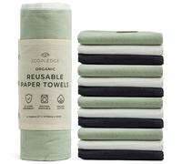 EcoPledge Reusable Paper Towels Washable Roll - Thick 12-pc Two Layered Ultra Absorbent Paperless Certified Organic Cotton Towels - Large Cloth Kitchen Paper Towel with Hanging Loop