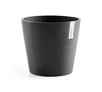Ecopots Amsterdam Durable Modern Round Indoor/Outdoor Recycled-Based Composite Flower Pot Planter, Dark Grey, 10"