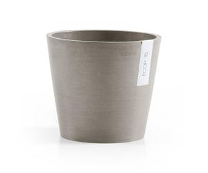 Ecopots Amsterdam Durable Modern Round Indoor/Outdoor Recycled-Based Composite Flower Pot Planter, Taupe, 8"