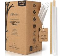 EcoPreps 10” Biodegradable Sugarcane Straws, Extra-Long Individually Wrapped Straw | 300 Count, 100% Compostable, Plastic-Free, Eco-Friendly Drinking Straw | 10-Inch Sugar Fiber Disposable Straws