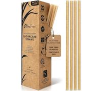 EcoPreps 10'' Biodegradable Sugarcane Straws, Extra-Long Straw | 100 Count, 100% Compostable, Plastic-Free, Eco-Friendly Drinking Straw | Sugar Fiber, Party Jumbo Disposable Straws, 10 Inches Tall