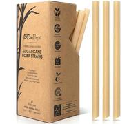 EcoPreps Extra-Wide Sugarcane Boba Straws, Biodegradable Smoothie Straws | 50 PCS | 100% Compostable, Plastic-Free, Eco-Friendly Large Wide-Mouthed Straw | 8.25” Long, Jumbo Sugarcane Disposable Straw