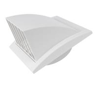 ECOPRO VENT 100mm Exhaust Vent Cover with Backdraft Damper - White ABS Plastic Extractor Fan Vent Cover - Weather Resistant Hooded 100mm Tumble Dryer Vent Cover for Exterior Walls