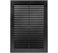 ECOPRO VENT 180 x 250 mm Black Rectangular Vent Grille with Protective mesh. Lightweight Plastic Ventilation Register/Cover. Indoor and Outdoor Soffit Vent