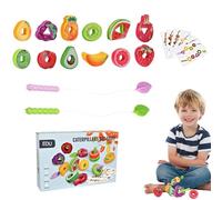 Ecoptyza Kids Threading Toy, Educational Fruit Veggie String Set, Child Interactive Threading Game, For Home Classroom Preschool Travel Road Trip Car