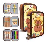 Ecoret-Pro Capybara Pencil Case Boys and Girls, 3 Compartments Pencil Case with Stationery Set, School Supplies Pencil Case, School Gift Pencil Case Set for Students