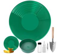 Ecoret-Pro Gold Washing Pan Set, 6-Piece Gold Panning Equipment, Gold Washing Channel Plastic Gold Pan with Gold Wash Sieve for Sand Nugget Mining Tub, Manual Gold Washing System, Digs, Green