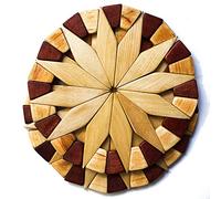 ECOSALL Natural Wood Trivets for Hot Dishes, Table and Kitchen Counter Set of 2 - Sturdy and Durable 7-inch Wooden Kitchen Hot Pads. Festive Design Table Décor - Housewarming and Kitchen Gift Idea