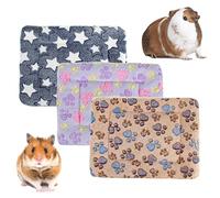 ECOSCO 3 Pcs Small Animal Plush Bed Warm Fluffy Kitten Puppy Blanket Ferrets Fleece Sleep Pad Chinchilla Squirre Hedgehog Hamster Guinea Pig Bed Mat (Small:15 x 11 in, Set-G)