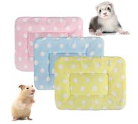 ECOSCO 3 Pcs Small Animal Plush Bed Warm Fluffy Kitten Puppy Blanket Ferrets Fleece Sleep Pad Chinchilla Squirre Hedgehog Hamster Guinea Pig Bed Mat (Small:15 x 11 in, Set-C)