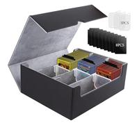 ECOSEAO Collectible Card Storage Box, Magnetic Deck Box for 1800+ Cards, Collectible Card Box for MTG Cards, Triple Card Deck Box, Card Storage Box for TCG Yu-Gi-Oh! Sports Cards (Gray)