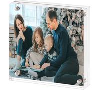 ECOSEAO Minimalist Acrylic Picture Frame, 6x6 Inch Clear Frameless Desktop Display Photo Frames with Magnetic, Double Sided Transparent Frame