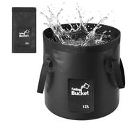 ECOSEAO Portable Folding Bucket, 12L Foldable Water Bucket for Outdoor, Small Camping Storage Container Collapsible Basin for Traveling Fishing Boating Gardening Car Washing (Black)