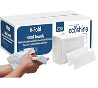 Ecoshine Supplies V Fold Paper Towels 2Ply White Interfold Hand Towels Extra Soft Embossed Sheets Dispenser Towels 3200 Sheets