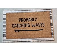 Ecosides Probably Catching Waves Doormat, Surfing Doormat, Surfboard Doormat, Beach House Decor, Surfs up Doormat