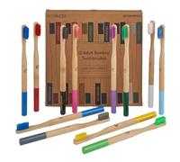 EcoSlurps 12 Bamboo Toothbrushes - Britush Brand - One Year Supply with Each Toothbrush Box Labeled On Internal Boxes - Award Winning Multi Colour Adult Toothbrush Multipack (12 Adult, Multicoloured)