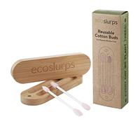 EcoSlurps Reusable Cotton Buds In Magnetic Bamboo Case | 4 Eco-Friendly Silicone Swabs | Qtips for Makeup & Cleaning Ears | Eco friendly Gifts | British Brand (2, Pink)