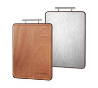 EcoSlurps Reversible Stainless Steel & Ebony Wood Chopping Board, Two-Sided Cutting Board Made from Recycled 304 Steel, Dual Cutting Surfaces Meal prep Double-Sided Kitchen Gift Accessory (42x29x1.8)