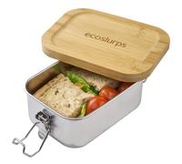 EcoSlurps Small Stainless Steel Lunchbox & leakproof Bamboo Lid - British design using 70% Recycled 304 Food-Grade Steel and clips. Plastic-Free, British lunch Bento Box Kids & Adults (1, 550ml)