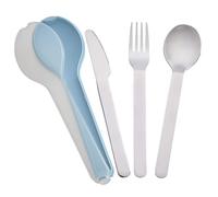 EcoSlurps Travel Cutlery Set, 304 Grade Steel Fork Knife Spoon, Sliding Case, British Designed, Pink, for Camping, Outdoor Dining (Blue)