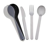 EcoSlurps Travel Cutlery Set, 304 Grade Steel Fork Knife Spoon, Sliding Case, British Designed, Pink, for Camping, Outdoor Dining (Black)