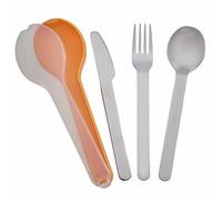 EcoSlurps Travel Cutlery Set, 304 Grade Steel Fork Knife Spoon, Sliding Case, British Designed, Pink, for Camping, Outdoor Dining (Orange)