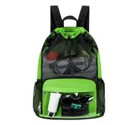 ecosmile Drawstring Backpack Sandproof Beach Backpack with Shoe Compartment & Wet Pocket Waterproof Mesh Swim Bag Pool Bag, Mint Green