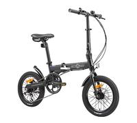 ECOSMO 16" Lightweight Alloy Folding City Bike Bicycle,6 Speeds, Dual Disc brakes, Folding Pedals - 16AF02 (Black)