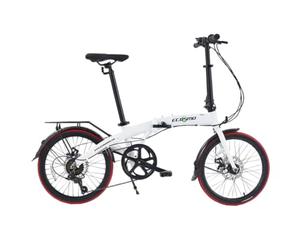 ECOSMO 20" Lightweight Folding Bicycle City Bike with 7-Speed SHIMANO Gears, Alloy Frame, Compact Folding Design, Folding Pedals, Adjustable Handlebar & Seat, with Rear Rack - White (12kg)