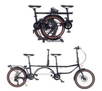 ECOSMO - Tandem Bike - Folding Bike - Adult 20 Inch Bicycle - City Bike 7 Speed - Dual Disc Brakes - 4-Way Folding - Hi-Ten Steel Frame -Rear Rack Mudguard Bell Kickstand Steel - Black Weight 30kg