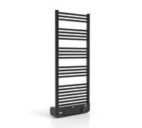 ECOSO 2000W Black WiFi Smart Electric Heated Towel Rail Fan 1239 x 543mm | Aluminium Construction. Generous Heat Output. Contemporary Style. Integrated Fan. WiFi Control. Hardwired Installation.