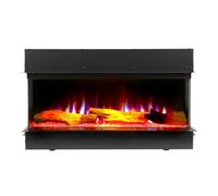 ECOSO Black Electric Media Wall Fire Log Bed Fan Heater 33" | Steel Construction. Realistic Flame Effect. Contemporary Style. Remote Control. Programmable Schedules. Fits UK Socket.