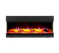 ECOSO Black Electric Media Wall Fire Log Crystal Bed Fan Heater 40" | Steel Construction. Realistic Flame Effect. Contemporary Style. Remote Control. Programmable Schedules. Fits UK Socket.