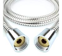 ECOSPA 1.25m (49") Stainless Steel Replacement Shower Hose Pipe Anti-Kink with ABS Conical Ends - incl 2 Washers in Chrome