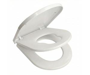 ECOSPA 2-in-1 D-Shape Toilet Seat - Dual Family Design, Antibacterial, Soft Close, White, Top/Bottom Fix