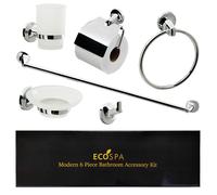 EcoSpa 6-Piece Chrome Bathroom Accessory Set for Cloakroom - Wall-Mounted, Modern Finish