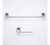 EcoSpa Bathroom Accessories Set - Wall Mounted Towel Rail & Toilet Roll Holder, Polished Chrome Finish, Modern Square Design with Concealed Fixings, Durable Premium Construction