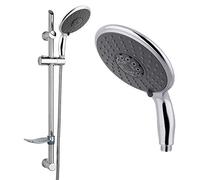 EcoSpa 'Blast' Bathroom Shower Kit Including Modern Straight Riser Rail and Large 3 Mode Handset in Chrome