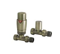 EcoSpa Brushed Brass Straight TRV Thermostatic Radiator Valve Pack (Pair)