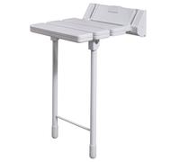 EcoSpa Comfort Plus Bathroom Wall Mounted with Legs Folding White Shower Seat