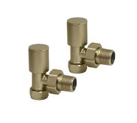 EcoSpa Manual Round Radiator Valve - Angled - Brushed Brass (Pair)