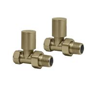 EcoSpa Manual Round Radiator Valve - Straight - Brushed Brass (Pair)