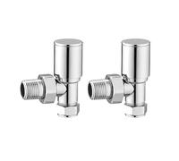 ECOSPA Pair of Modern Angled Radiator Valves Chrome Bathroom Towel Rads 15mm x 1/2" - Manual On/Off