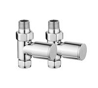 ECOSPA Pair of Modern Straight Radiator Valves Chrome Bathroom Towel Rads 15mm x 1/2" - Manual On/Off