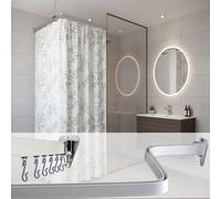 EcoSpa Professional Bendy Shower Curtain Track Rail - Adjustable L-P-U Chrome, Flexible Configurations with Gliders & Fixings