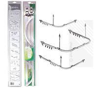 EcoSpa Professional Shower Curtain Track Rail Kit, Polished Aluminium Finish - Rust-Proof with 3 Configurations - Includes Gliders, Fixings & Ceiling Support