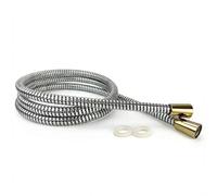 EcoSpa PVC Shower Hose - Chrome Flexible Hose with Gold Conical Ends, Fast-Flow Design, Universal ½ Fittings, Easy-Fit Replacement for All Shower Types (2.00m)