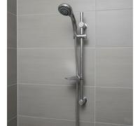 ECOSPA Shower Kit with Riser Rail Slide Bar, 150cm Hose, Handset Holder, Soap Dish, Adjustable Height Bracket - Chrome Bathroom Fitting