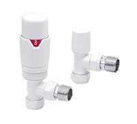 EcoSpa White Angled TRV Thermostatic Radiator Valve Pack (Pair)